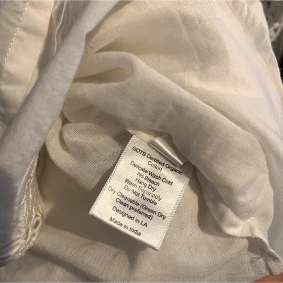 St. Roche Midi Shirt Dress White Cotton Collared Puff Sleeve Tiered Sz 6 Cottage - Picture 12 of 15